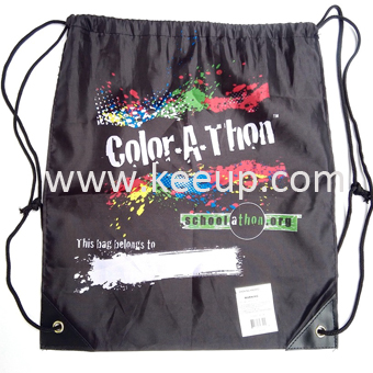 Sublimation printed 210D polyester drawstring gym backpack bag